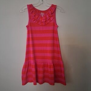 Old Navy Vibrant Pink & Orange Striped Kids Dress